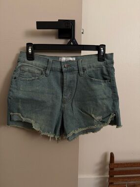 Fashion Nova Women's Distressed Denim Shorts in Washed Teal